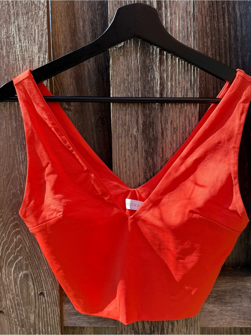 Kookai fireball orange V-Neck Crop Tank